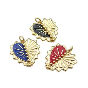 copper Heart pendant with enamel, gold plated, mixed, approx 20-22mm [FN26041]