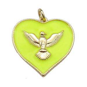 copper Heart pendant with yellow enamel, hawk, gold plated, approx 20-22mm [FN26048]