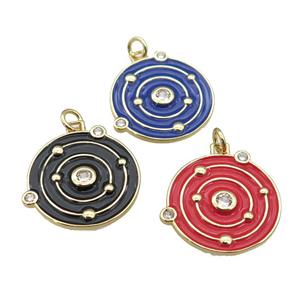Copper Planet Pendant Enamel Gold Plated Mixed, approx 20mm [FN26141]
