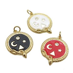 Copper Snake Penant Enamel Moon Star Gold Plated Mixed, approx 19-22mm [FN26153]