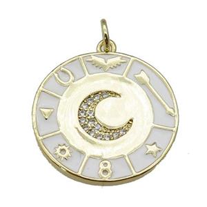 Enamel copper pendant pave zircon, approx 22mm [FN26160]