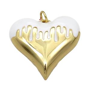 copper Heart pendant with white enamel, gold plated, approx 18-20mm [FN26189-S]