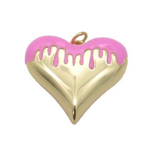 copper Heart pendant with pink enamel, gold plated, approx 18-20mm [FN26191-S]