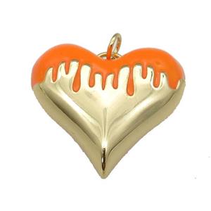 copper Heart pendant with orange enamel, gold plated, approx 25-27mm [FN26192-L]