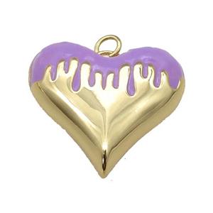 copper Heart pendant with lavender enamel, gold plated, approx 18-20mm [FN26193-S]