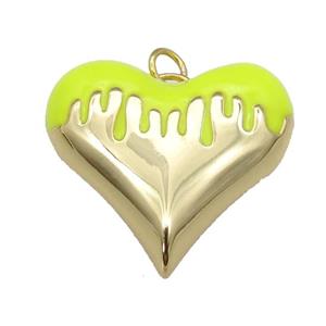 copper Heart pendant with yellow enamel, gold plated, approx 18-20mm [FN26195-S]