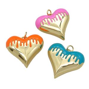 copper Heart pendant with enamel, gold plated, mixed, approx 18-20mm [FN26196-S]
