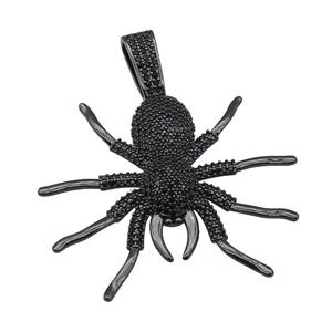 copper Spider charm pendant paved zircon, black plated, approx 48-55mm [FN26219]