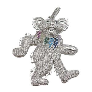 copper Bear pendant paved zircon, gold plated, approx 35-50mm [FN26221]