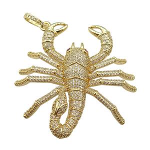 copper Scorpio pendant paved zircon, gold plated, approx 55mm [FN26226]