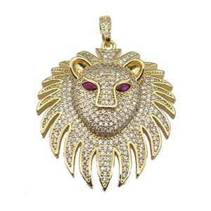 Copper Lion Pendant Pave Zircon Gold Plated, approx 40-45mm [FN26227]