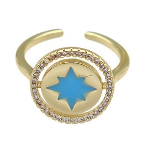 copper Ring paved zircon, gold plated, approx 14mm, 18mm dia [FN26282]
