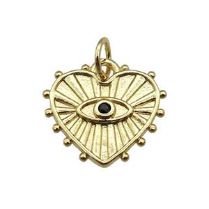copper Heart pendant paved zircon, eye, gold plated, approx 14mm [FN26285]