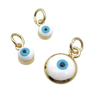 copper Evil Eye pendant with white enamel, gold plated, approx 4mm [FN26298-4MM]
