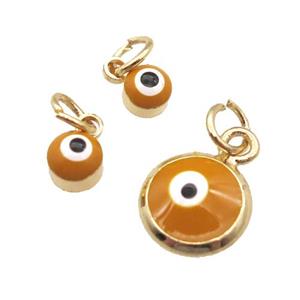 copper Evil Eye pendant with brown enamel, gold plated, approx 4mm [FN26300-4MM]