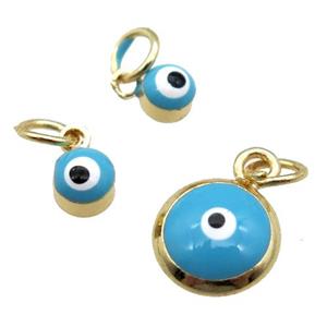 copper Evil Eye pendant with blue enamel, gold plated, approx 8mm [FN26302-8MM]