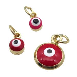 copper Evil Eye pendant with red enamel, gold plated, approx 8mm [FN26303-8MM]