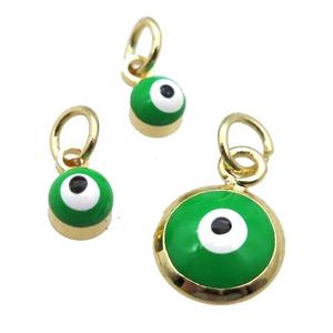 copper Evil Eye pendant with green enamel, gold plated, approx 4mm [FN26304-4MM]