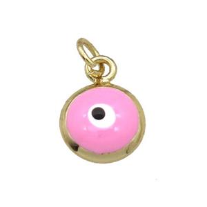 copper Evil Eye pendant with pink enamel, gold plated, approx 4mm [FN26305-4MM]