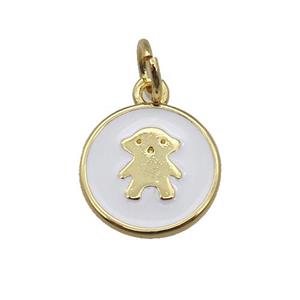 copper circle pendant with white enamel, gold plated, approx 11.5mm [FN26307]