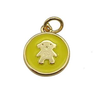 copper circle pendant with yellow enamel, gold plated, approx 11.5mm [FN26311]