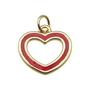 copper Heart pendant with red enamel, gold plated, approx 15mm [FN26334]