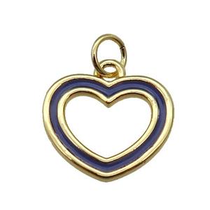copper Heart pendant with navyblue enamel, gold plated, approx 15mm [FN26335]