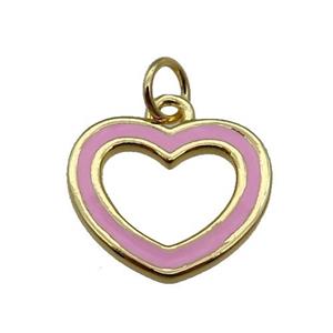 copper Heart pendant with pink enamel, gold plated, approx 15mm [FN26337]