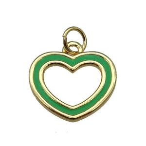 copper Heart pendant with green enamel, gold plated, approx 15mm [FN26338]