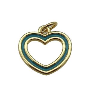 copper Heart pendant with teal enamel, gold plated, approx 15mm [FN26339]