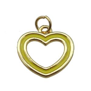copper Heart pendant with yellow enamel, gold plated, approx 15mm [FN26341]