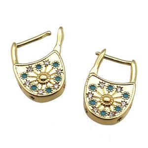 copper bag Latchback Earring paved zircon, gold plated, approx 10-17mm [FN26356]