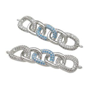 copper Linker Connector pave zircon, platinum plated, approx 9-37mm [FN26363]