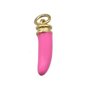 copper horn pendant with pink enamel, gold plated, approx 4-15mm [FN26378]