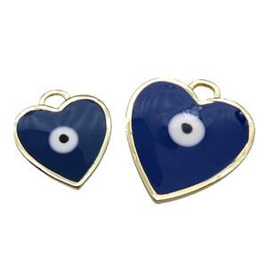 copper Heart pendant with lapisblue enamel, evil eye, gold plated, approx 15mm [FN26405-15MM]