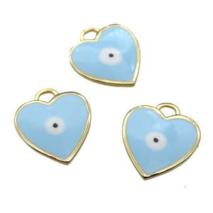 copper Heart pendant with lt.blue enamel, evil eye, gold plated, approx 20mm [FN26408-20MM]
