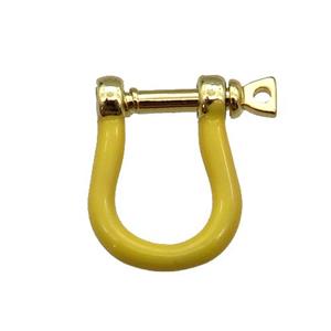 copper U-clasp with yellow enamel, gold plated, approx 15-19mm [FN26466]