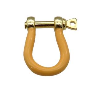 copper U-clasp with brown enamel, gold plated, approx 15-19mm [FN26467]