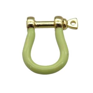 copper U-clasp with green enamel, gold plated, approx 15-19mm [FN26468]