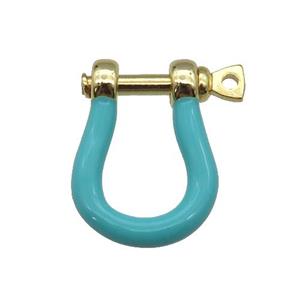 copper U-clasp with blue enamel, gold plated, approx 15-19mm [FN26469]
