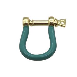 copper U-clasp with green enamel, gold plated, approx 15-19mm [FN26470]