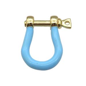 copper U-clasp with lt.blue enamel, gold plated, approx 15-19mm [FN26472]