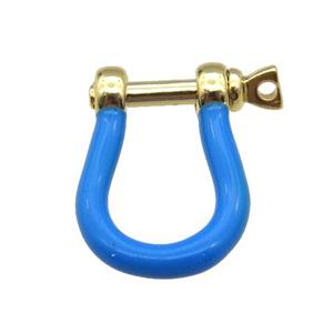 copper U-clasp with deepblue enamel, gold plated, approx 15-19mm [FN26474]