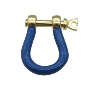 copper U-clasp with darkblue enamel, gold plated, approx 15-19mm [FN26475]