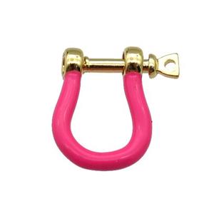 copper U-clasp with hotpink enamel, gold plated, approx 15-19mm [FN26477]