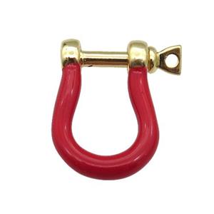 copper U-clasp with red enamel, gold plated, approx 15-19mm [FN26478]