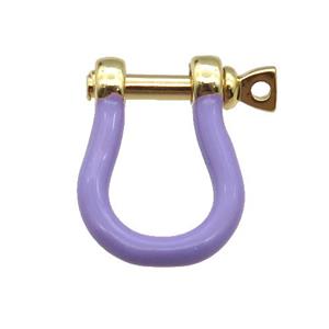 copper U-clasp with lavender enamel, gold plated, approx 15-19mm [FN26479]