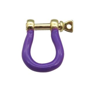 copper U-clasp with purple enamel, gold plated, approx 15-19mm [FN26480]