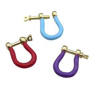 copper U-clasp with enamel, gold plated, mixed, approx 15-19mm [FN26481]