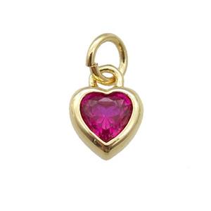 copper Heart pendant paved fuchsia zircon, gold plated, approx 7mm [FN26589]